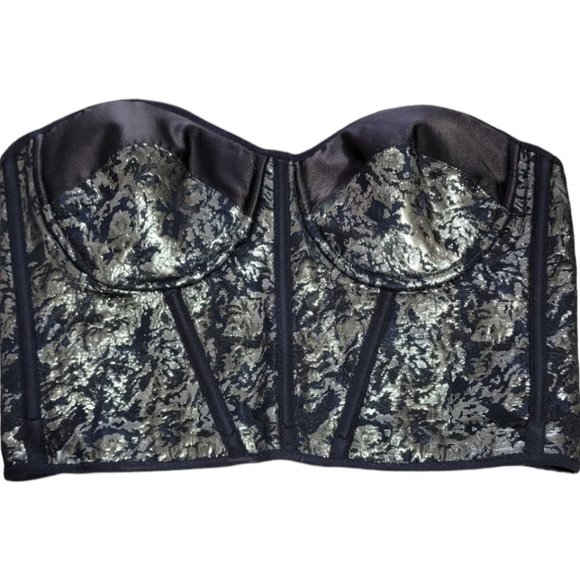 Anomal Couture Black & Gold Corset Bustier Crop Top Size Small - Picture 1 of 4